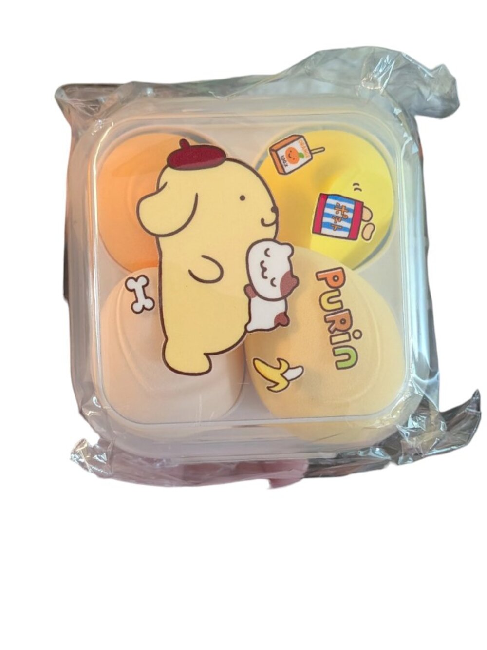NEW in pkg - Pomompurin Container with 4 Make up Sponges